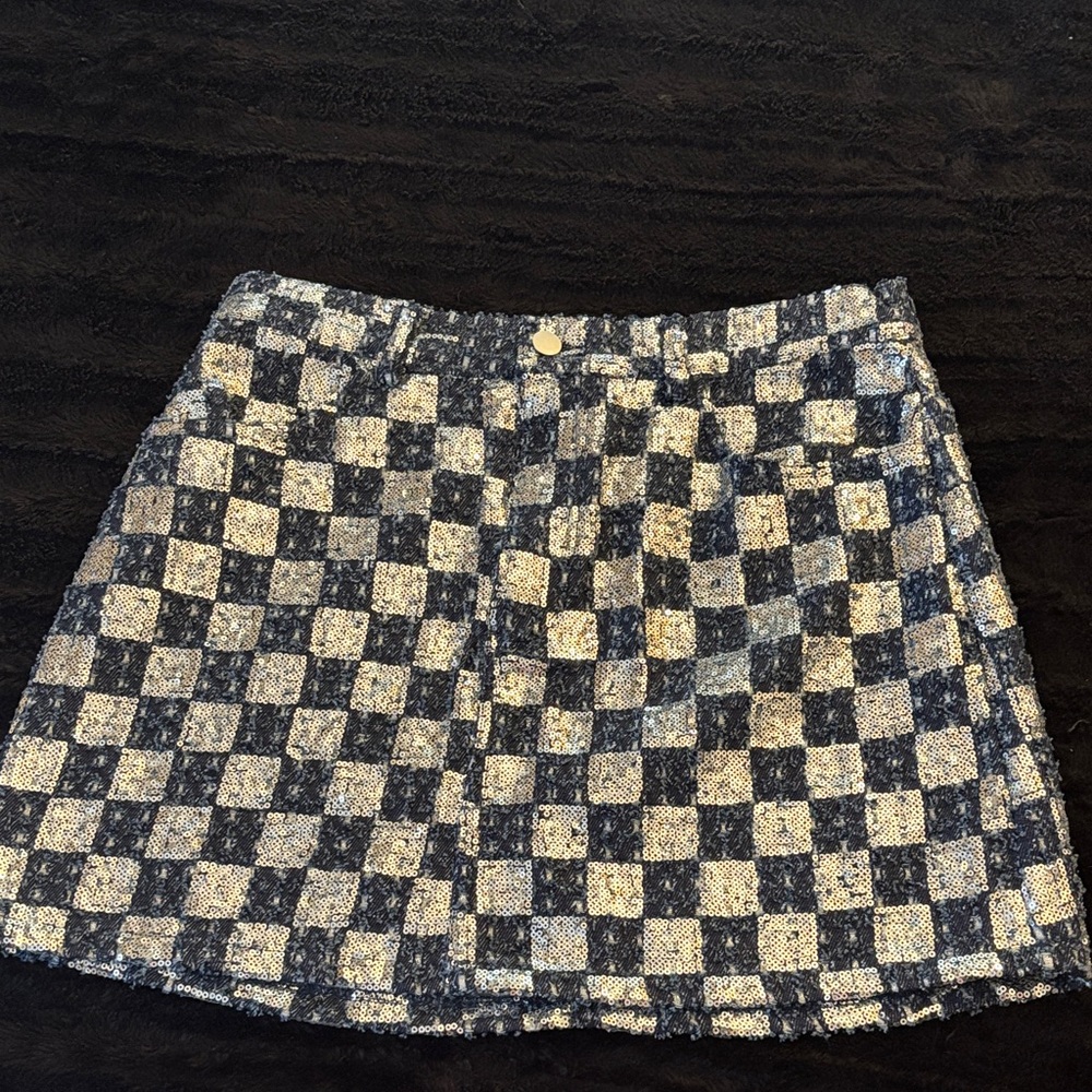 Storia Glittering Black and Silver Mini Skirt